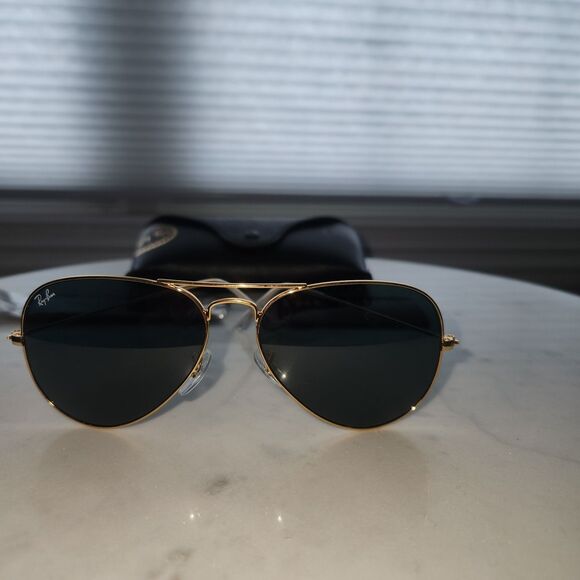 Rayban RB3025 aviator large metal L0205 58-14 135 3n Arista Gold/Green lens - Picture 6 of 11